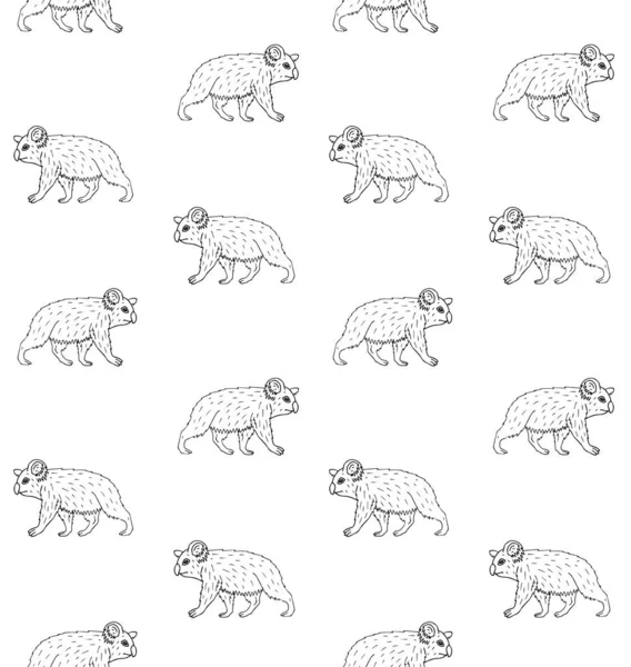 Modello senza cuciture vettoriale di koala doodle disegnato a mano — Vettoriale Stock