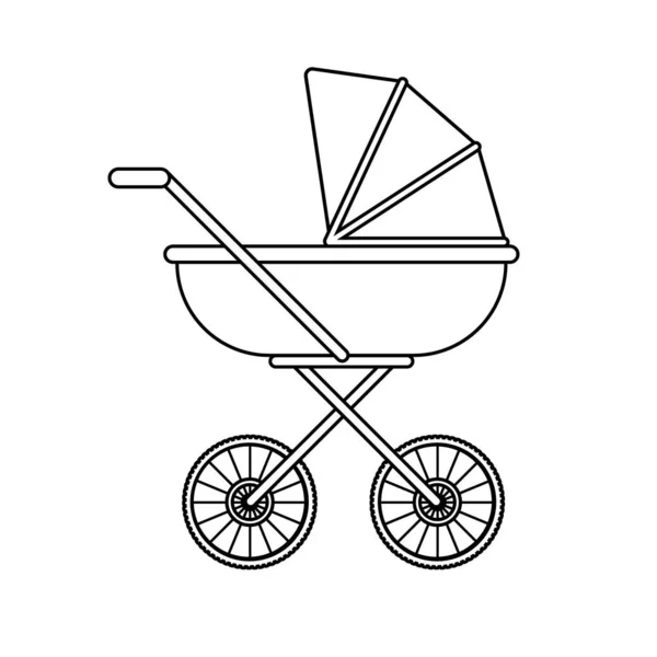 Taşıyıcı düz anahat bebek arabası — Stok Vektör