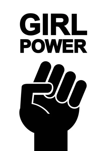 Vecteur Plat Noir Fille Power Quote Avec Poing Féminin Illustration — Image vectorielle