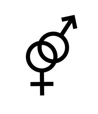 Erkek ve dişi sembolleri simgesi. vektör illüstrasyonu