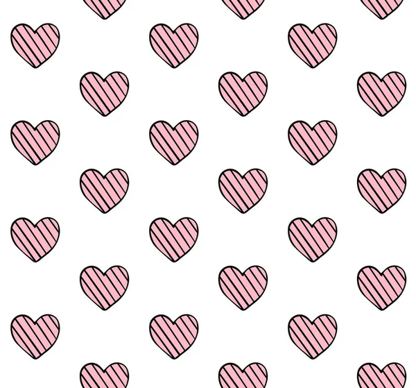 Seamless Pattern Hand Drawn Hearts — Stock Vector