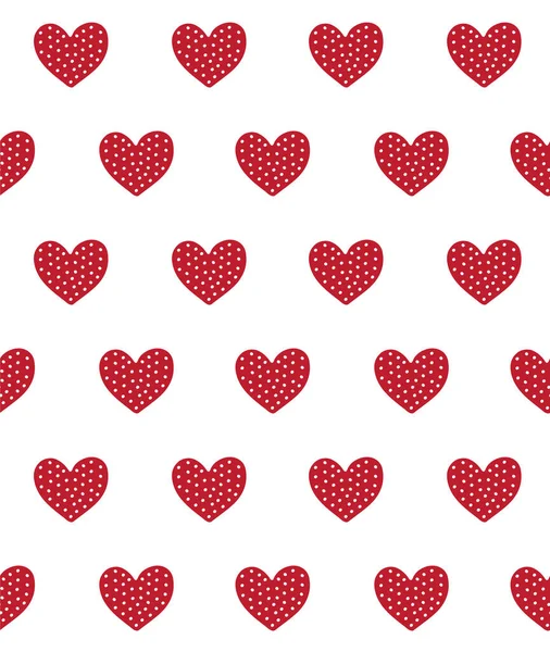 Διάνυσμα Απρόσκοπτη Μοτίβο Του Χέρι Που Doodle Σκίτσο Κόκκινες Καρδιές — Διανυσματικό Αρχείο