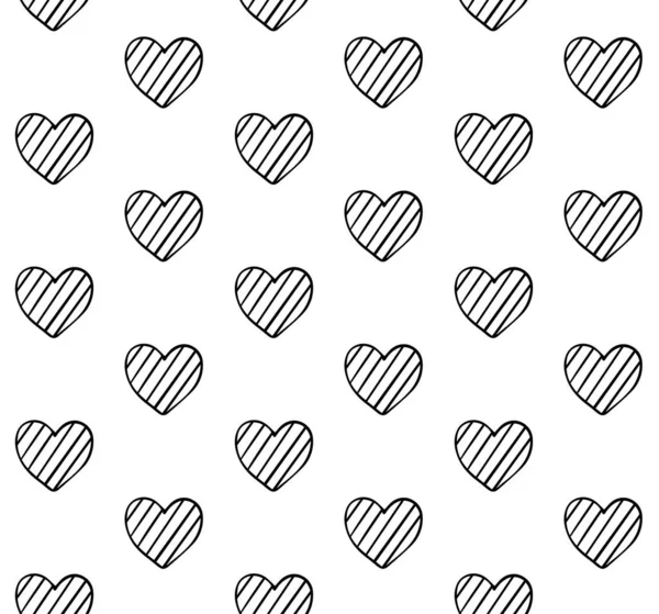 Vector Seamless Pattern Hand Drawn Hearts — Stock Vector