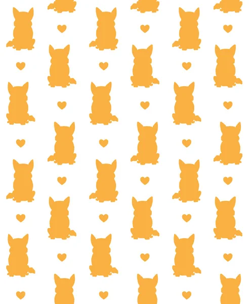 Διάνυσμα Αδιάλειπτη Μοτίβο Του Πορτοκαλί Doodle Corgi Σκυλί Σιλουέτα Και — Διανυσματικό Αρχείο