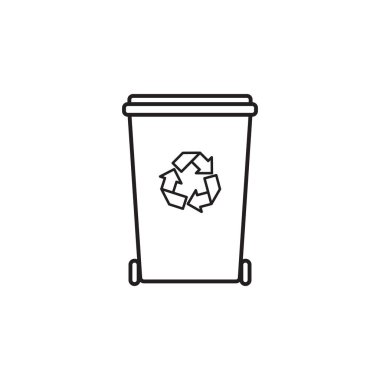 Çöp Kullanımı için vektör düz çizgi film ana hatları Çöp Kutusu. Çevre Resimlerinin Kaydedilmesi beyaz arkaplanda izole edildi