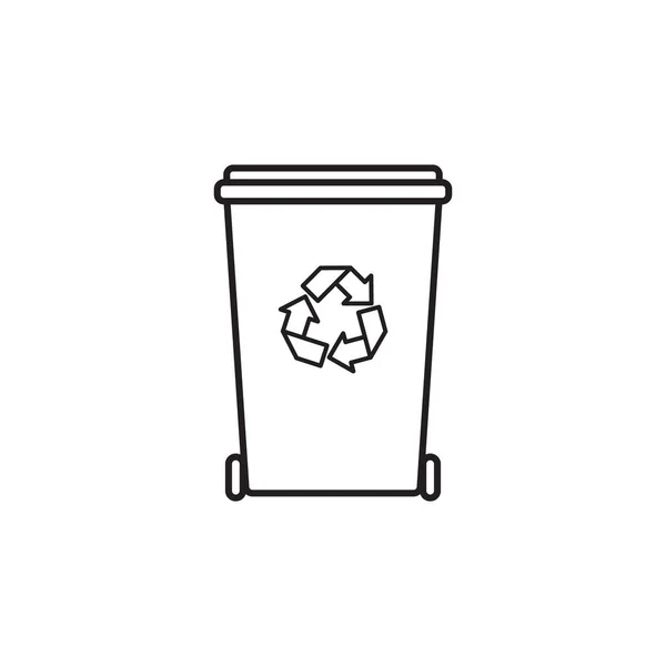 Vector Plano Desenho Animado Esboço Lixeira Para Utilização Lixo Salvamento — Vetor de Stock