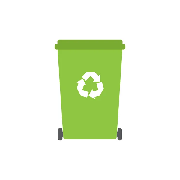 Lixeira Verde Desenho Animado Plano Vetorial Para Utilização Lixo Salvamento — Vetor de Stock