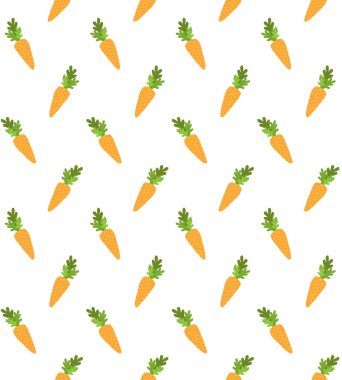 Beyaz arkaplanda izole edilmiş el çiziminin vektörsüz deseni karikatür havucu.