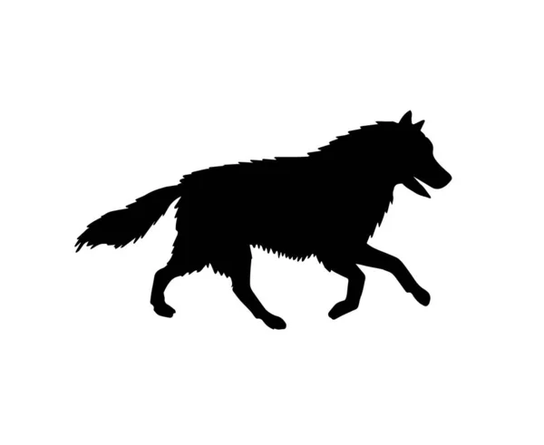 Διάνυσμα Μαύρο Τρέξιμο Husky Σκυλί Σιλουέτα Απομονώνονται Λευκό Φόντο — Διανυσματικό Αρχείο