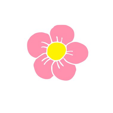 Vektör el çizimi beyaz arkaplanda izole edilmiş pembe çiçek çizimi