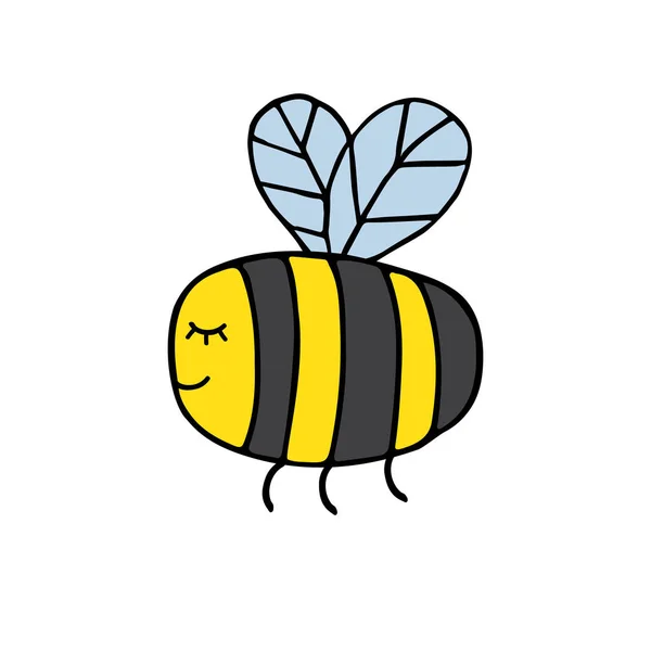 矢量手绘涂鸦草图彩色大黄蜂隔离在白色背景下 — 图库矢量图片