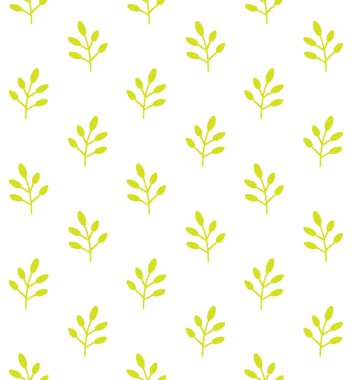 Yeşil elin vektör desensiz çizimi beyaz arkaplanda izole edilmiş çiçek dalı silueti