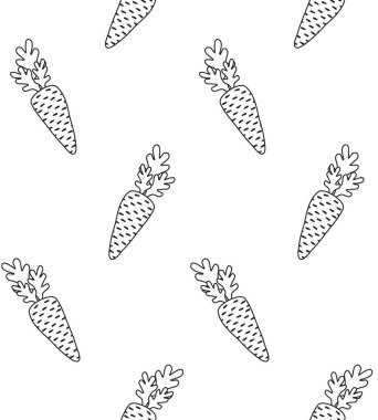 Taslak el çiziminin vektörsüz deseni beyaz arkaplanda izole edilmiş karalama çizimi havucu