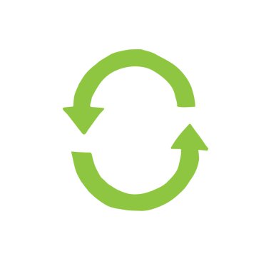 Vector hand drawn doodle green recycle symbol