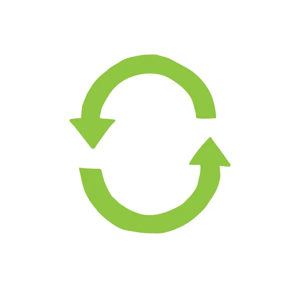 Vector hand drawn doodle green recycle symbol — Stockvektor