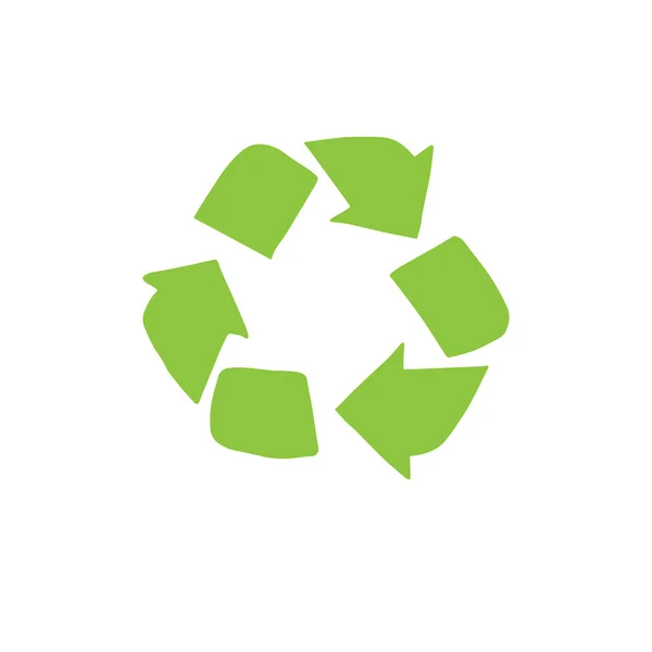 Vector hand drawn doodle green recycle symbol — Stockvektor