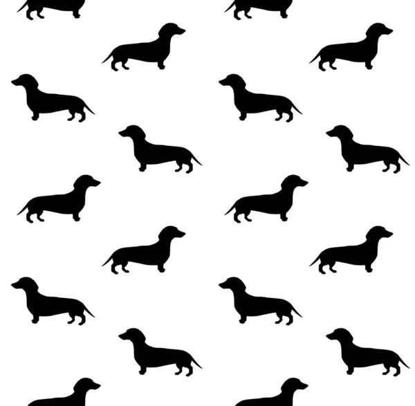 Vector seamless pattern of dachshund silhouette — Stockvektor