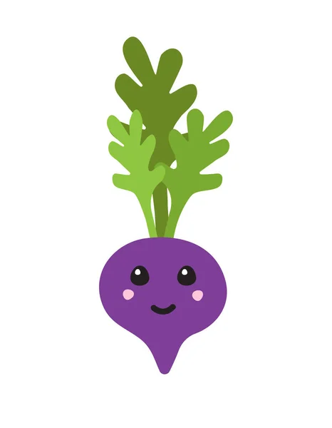 Vector flat hand drawn doodle beet with face — Διανυσματικό Αρχείο