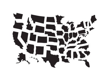 Vector set bundle of black outline usa states map