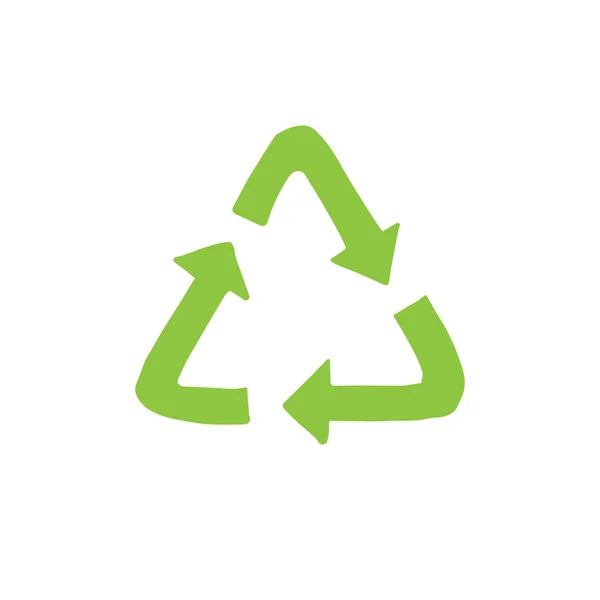 Vector doodle esboço triângulo verde reciclar símbolo — Vetor de Stock