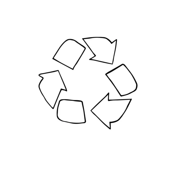 Vector outline doodle recycle reuse symbol — Stockvektor