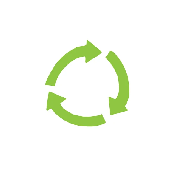 Vector Handgezeichnete Doodle Skizze Grüne Runde Recycling Symbol Isoliert Auf — Stockvektor