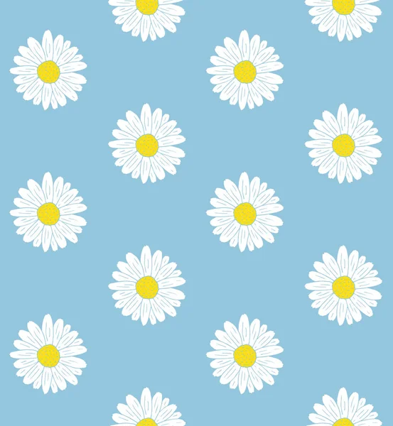 Patrón Sin Costuras Con Flores Blancas Sobre Fondo Azul — Vector de stock