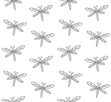 Yusufçukların vektör çizimleriyle kusursuz desen