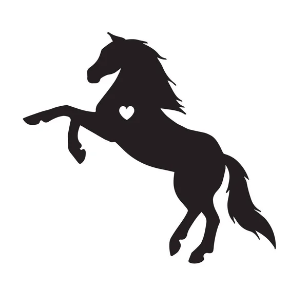 Paard Silhouet Geïsoleerd Witte Achtergrond — Stockvector