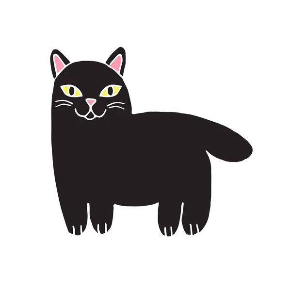 Vektor Tangan Menggambar Sketsa Corat Coret Kucing Hitam Terisolasi Pada - Stok Vektor
