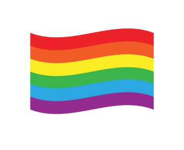 Beyaz arkaplanda izole edilmiş vektör düz çizgi film lgbt gökkuşağı bayrağı