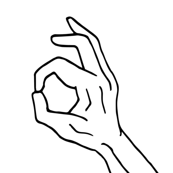 Vector Χέρι Σχέδιο Σκίτσο Doodle Εντάξει Σημάδι Απομονώνονται Λευκό Φόντο — Διανυσματικό Αρχείο