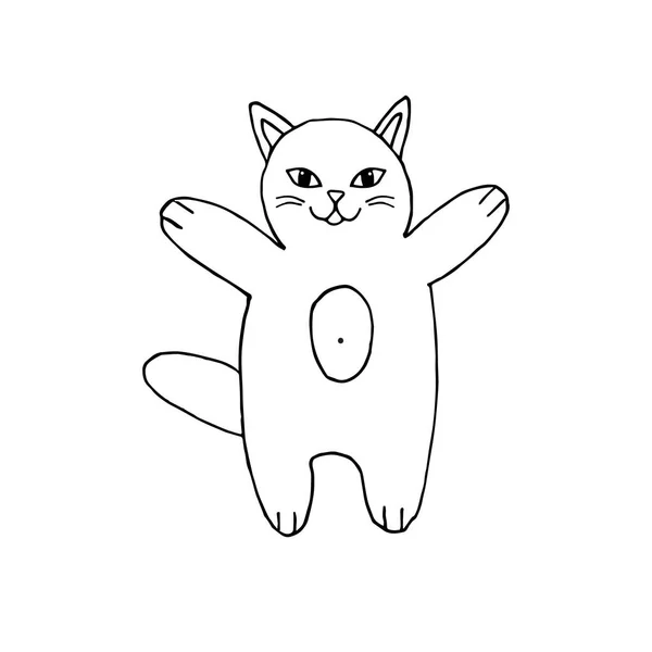 Vektor Tangan Menggambar Sketsa Corat Coret Kucing Terisolasi Pada Latar - Stok Vektor