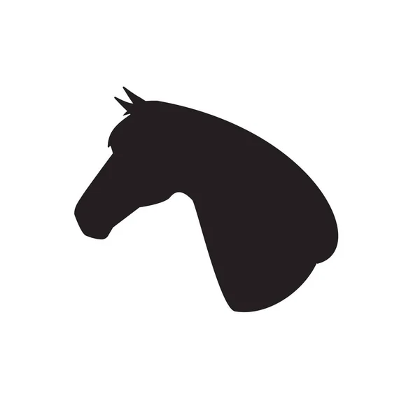 Silueta Cabeza Caballo Negra Plana Vectorial Aislada Sobre Fondo Blanco — Vector de stock