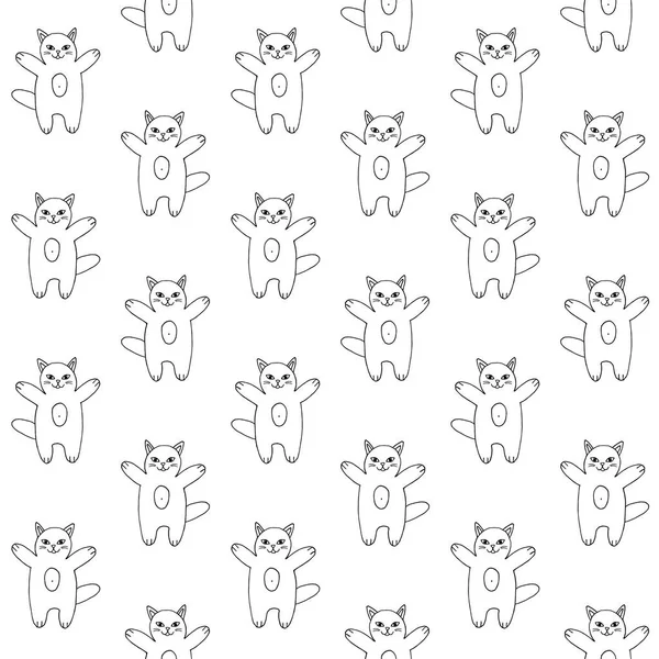 Nahtloses Muster Mit Lustigen Cartoon Katzen — Stockvektor
