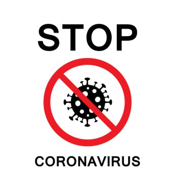 Vektör uyarı koronavirüsü. Coronavirus 2019-nCoV Roman Salgın Tıbbi Konsepti kırmızı çemberde tehlikeli hücreler grubuyla birlikte beyaz arkaplanda izole edilmiş Coronavirus metnini durdurun