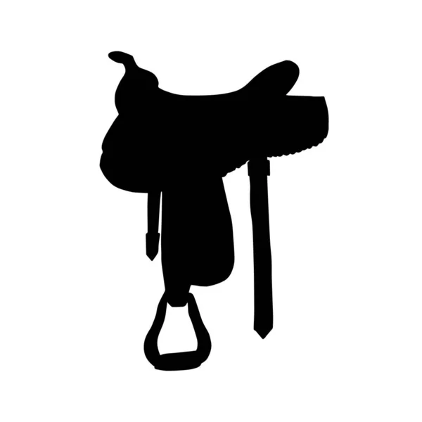 Vecteur Noir Western Cow Boy Équestre Cheval Selle Silhouette Isolé — Image vectorielle