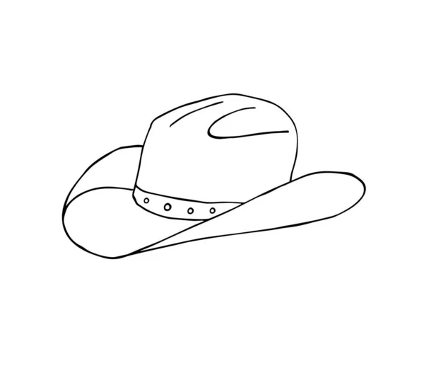 Chapeau de cow-boy croquis vectoriel dessiné à la main — Image vectorielle