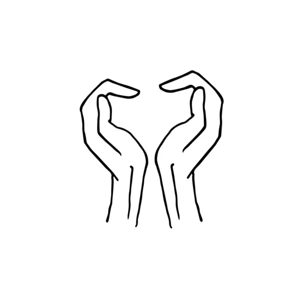 Vetor mão desenhada doodle amor coração braços sinal — Vetor de Stock