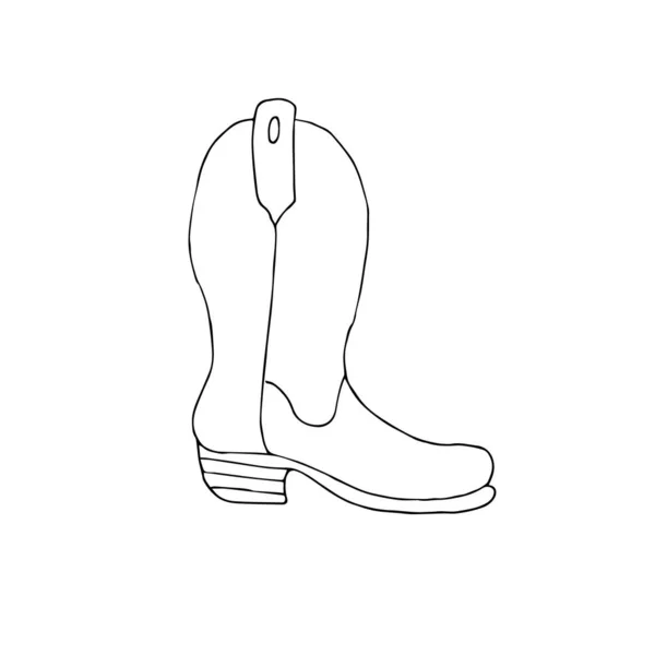 Vector dibujado a mano doodle bota occidental bota — Archivo Imágenes Vectoriales