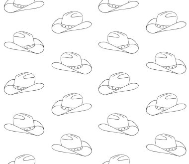 El çiziminin kusursuz şekli beyaz arka planda izole edilmiş kovboy şapkası çizimi