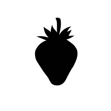 Beyaz arkaplanda siyah çilek silueti izole edildi