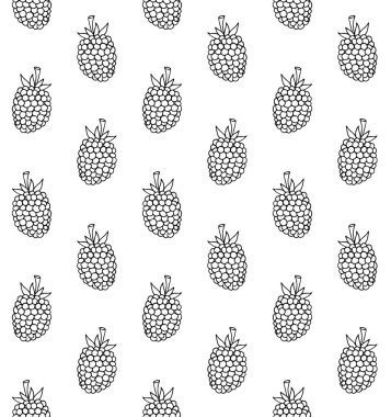 El çiziminin kusursuz deseni beyaz arkaplanda izole edilmiş ahududu çizimi