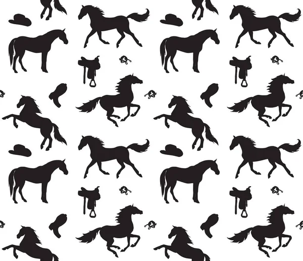 Pola Mulus Dengan Gambar Vektor Kuda - Stok Vektor