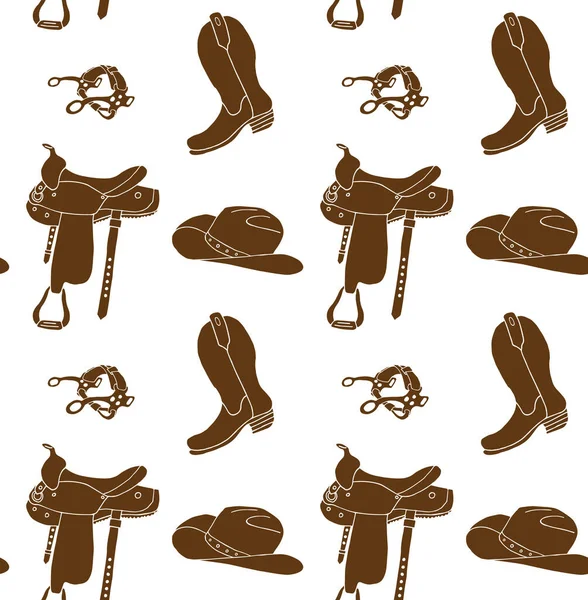 Chaussures Bottes Cow Boy Modèle Sans Couture Vectoriel Croquis Doodle — Image vectorielle
