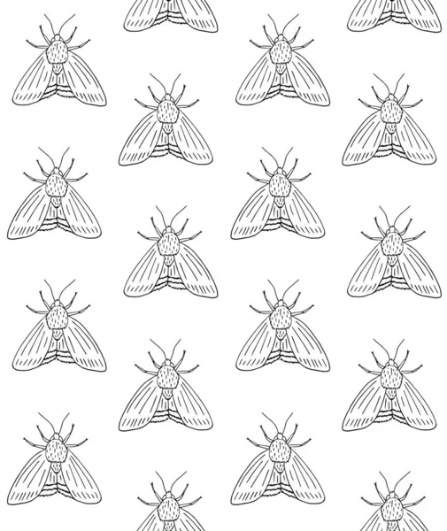 昆虫とのシームレスなパターン 手描きイラスト — ストックベクタ
