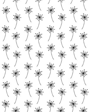 El çiziminin kusursuz şekli beyaz arkaplanda izole edilmiş karahindiba çiçek dalı çizimi