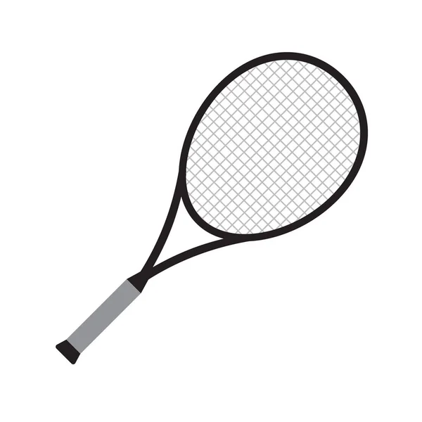 白い背景に隔離されたベクトルフラット漫画色のテニスラケット — ストックベクタ