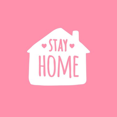 Evde kalma ifadesinin vektör illüstrasyonu 