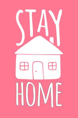 Evde kalma ifadesinin vektör illüstrasyonu 